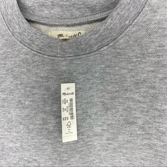 NWT MADEWELL Open Heart Mind Embroidered Sweatshirt Gray Crew Neck XXS - Picture 4 of 6